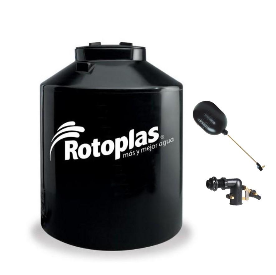 TINACO ROTOPLAS NEGRO 450 BASICO VALULA Y FLOTADOR 500173 781-0004 | PCQRO