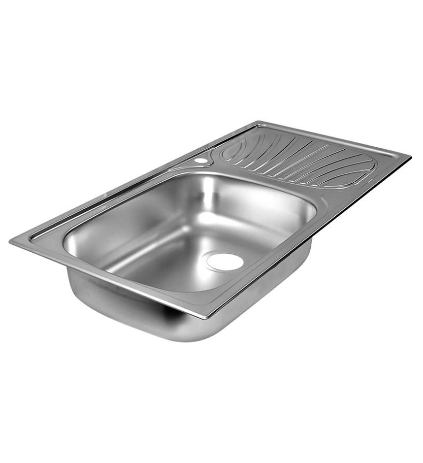 Fregadero pequeño de 45 × 15.7 in, fregadero de acero inoxidable 1 tazón,  fregadero de cocina con escurridor reversible, utilizado en bares